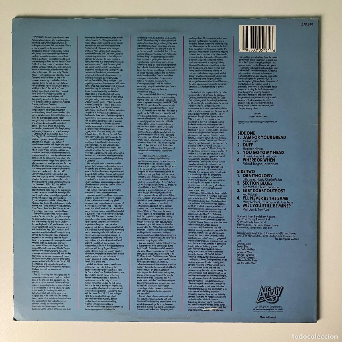 Discos de vinilo: Red Mitchell Featuring Hampton Hawes &lrm;&ndash; Jam For Your Bread!, UK 1986 Affinity - Foto 2
