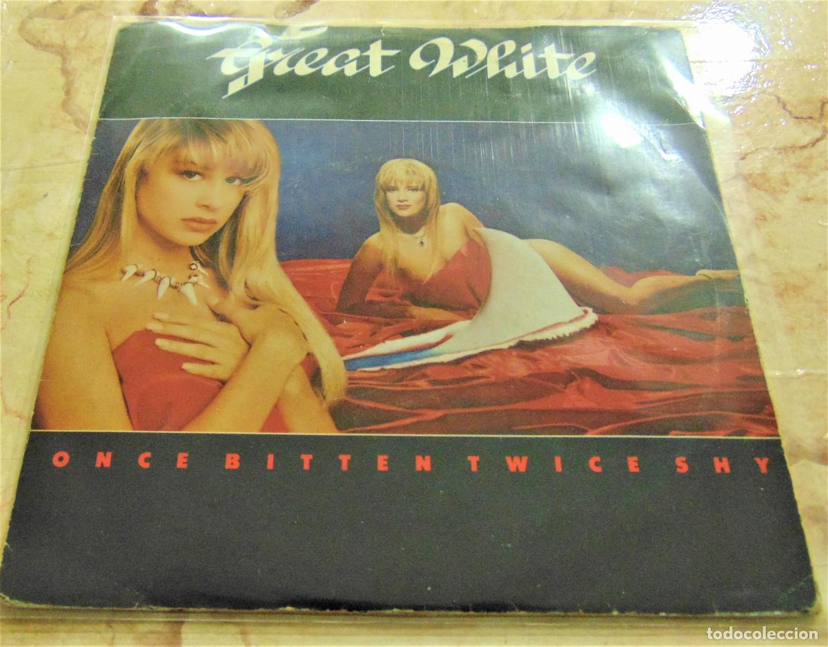 Discos de vinilo: Great White &ndash; Once Bitten Twice Shy - SINGLE 1989 - Foto 1