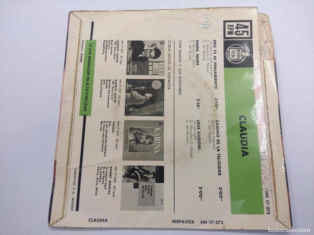 Discos de vinilo: CLAUDIA/ERES TU MI PENSAMIENTO/SINGLE. - Foto 3