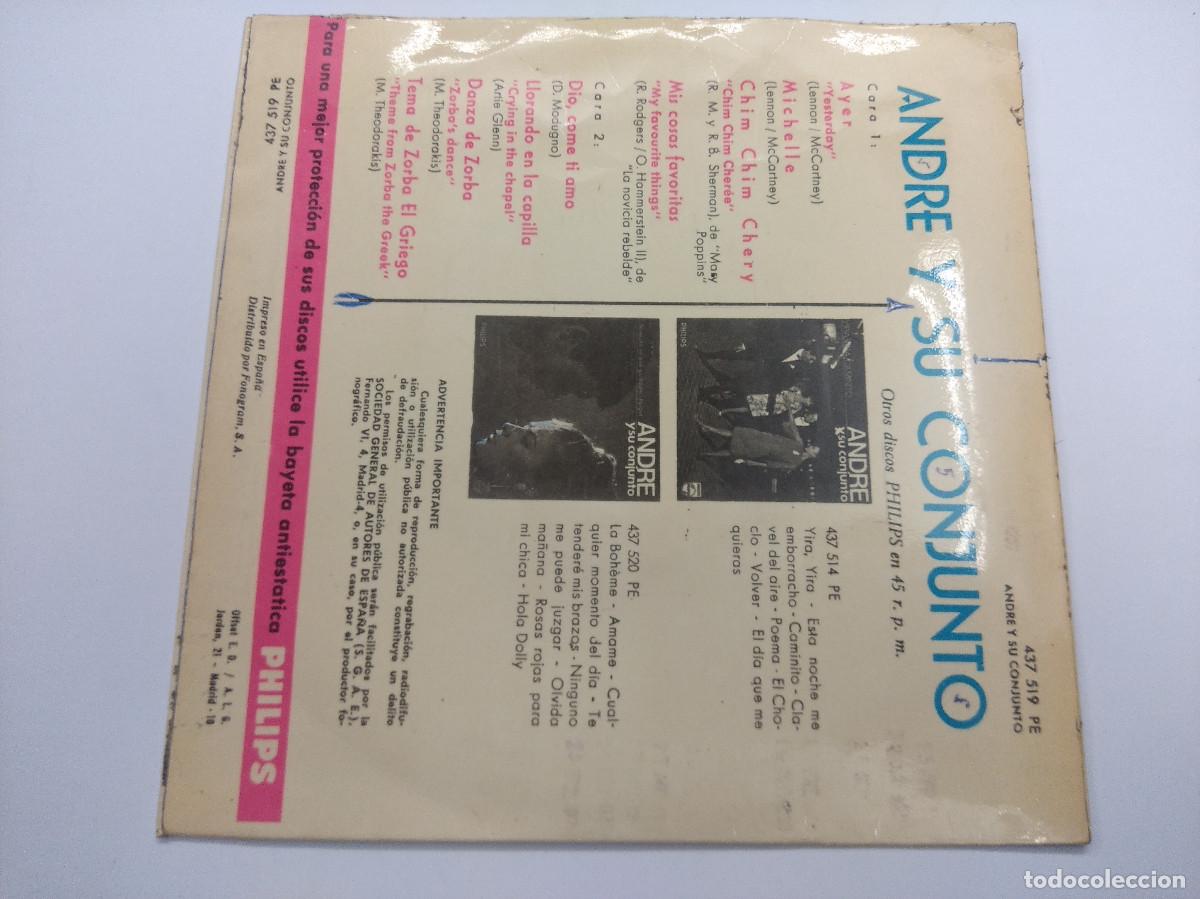 Discos de vinilo: ANDRE Y SU CONJUNTO/AYER/SINGLE. - Foto 3
