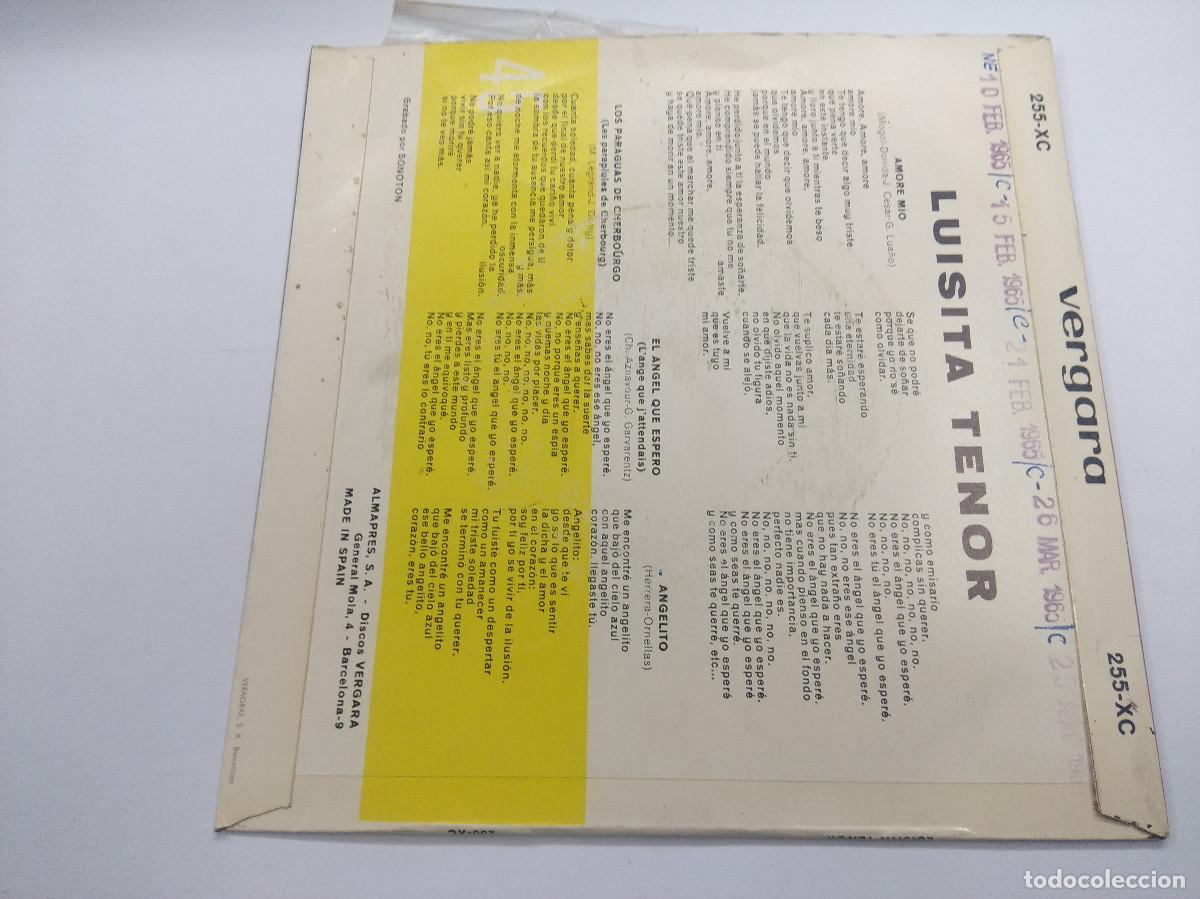 Discos de vinilo: LUISITA TENOR/AMORE MIO/SINGLE. - Foto 3