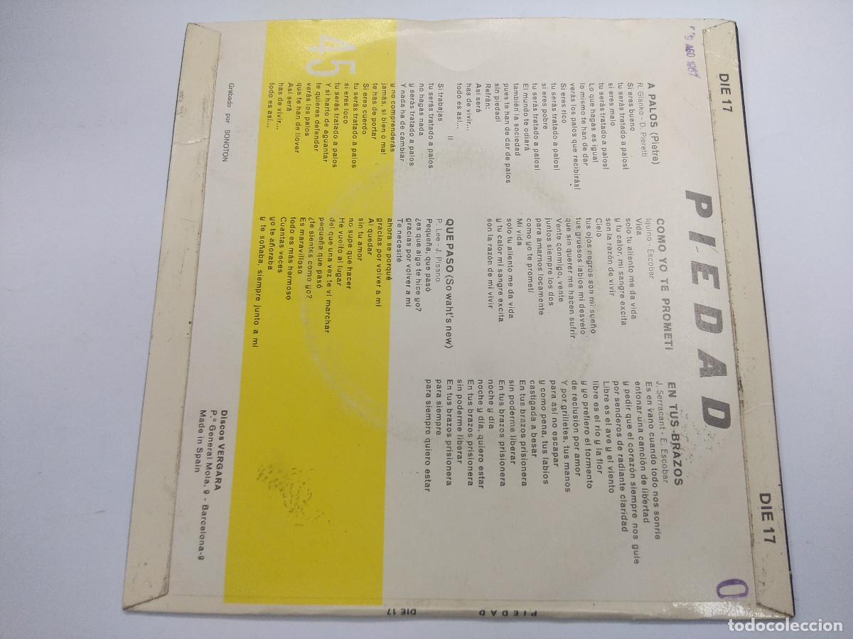 Discos de vinilo: PIEDAD/A PALOS/SINGLE. - Foto 3