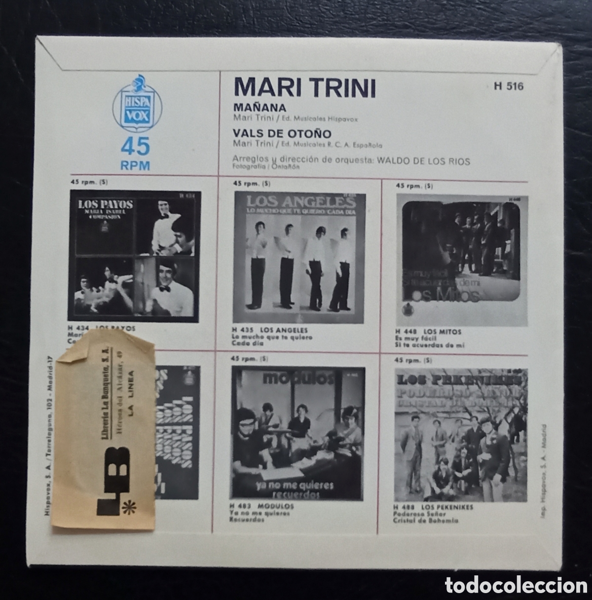 Discos de vinilo: SINGLE MARI TRINI - MA&Ntilde;ANA - HISPAVOX 1969 - Foto 2