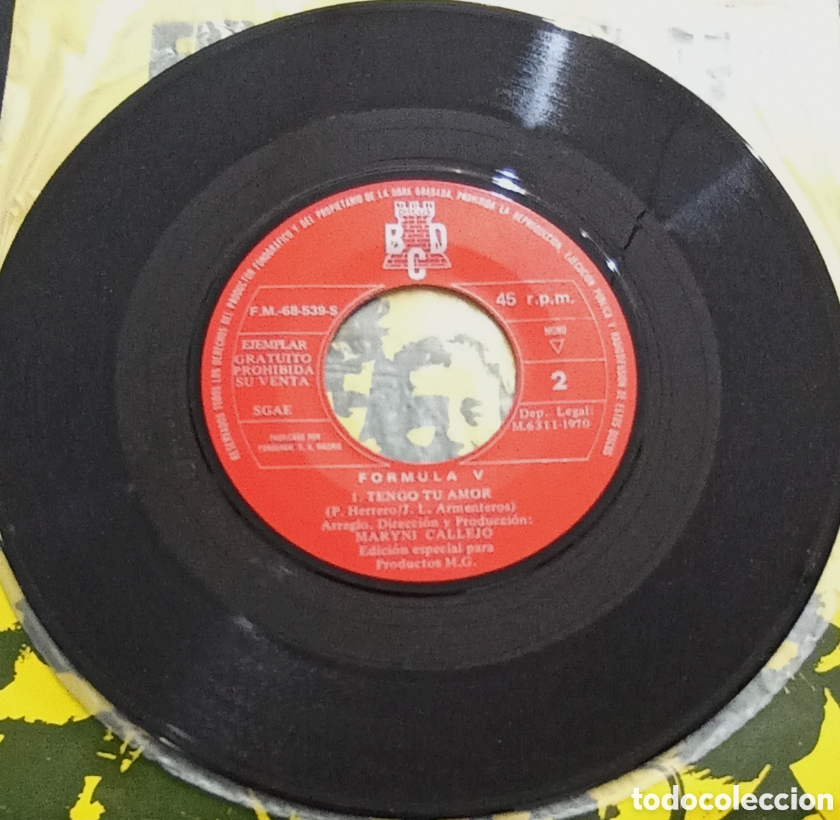 Discos de vinilo: SINGLE FORMULA V - TENGO TU AMOR - BCD 1970 - Foto 4