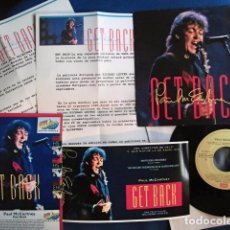 Discos de vinilo: BEATLES MCCARTNEY SINGLE PROMOCION PELICULA GET BACK EMI ODEON ESPAÑA 1991 ANUNCIOS PRENSA. Lote 380826634