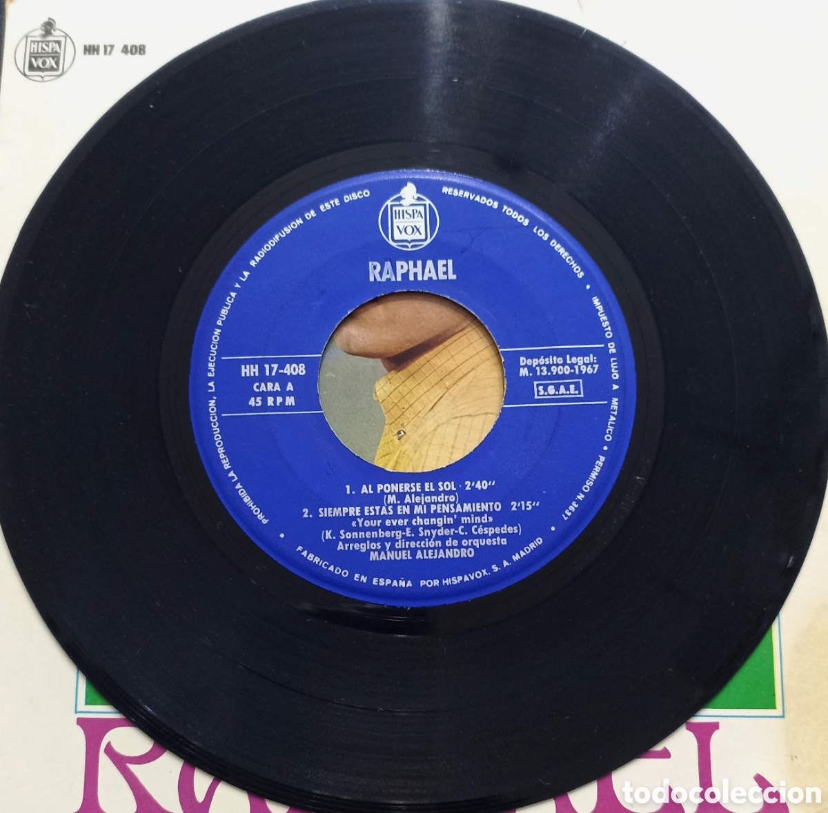 Discos de vinilo: EP RAPHAEL - AL PONERSE EL SOL - HISPAVOX 1967 - Foto 3