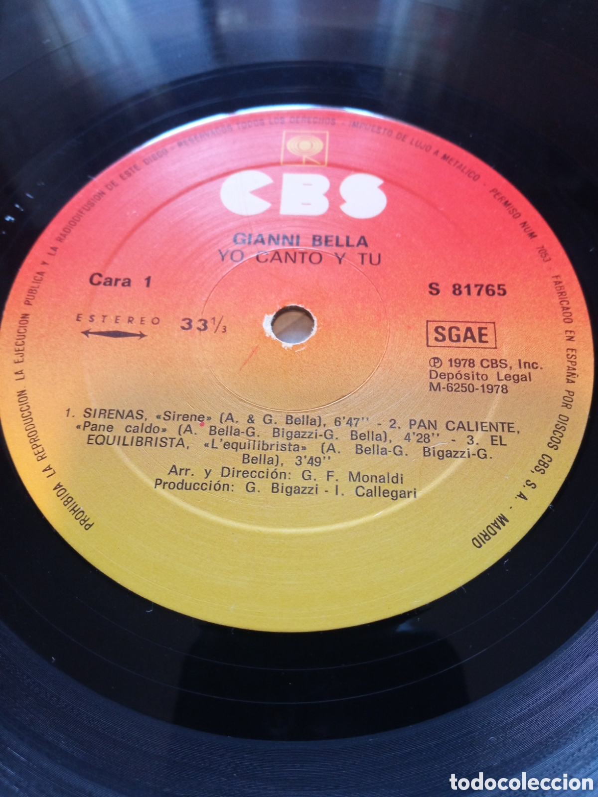 Discos de vinilo: Gianni Bella - Yo canto y tu Vinilo Lp - Foto 3