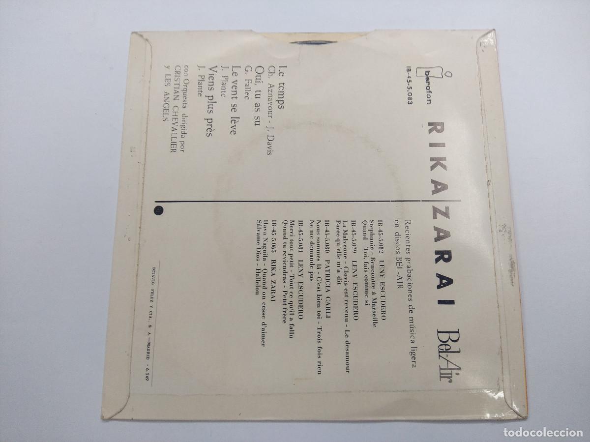 Discos de vinilo: RIKA ZARAI/LE TEMPS/SINGLE. - Foto 3