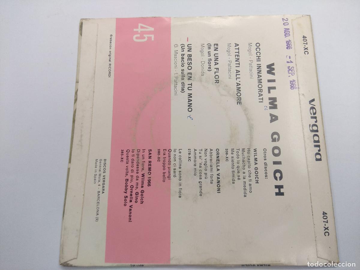 Discos de vinilo: WILMA GOICH/OCCHI INNAMORATI/SINGLE. - Foto 3