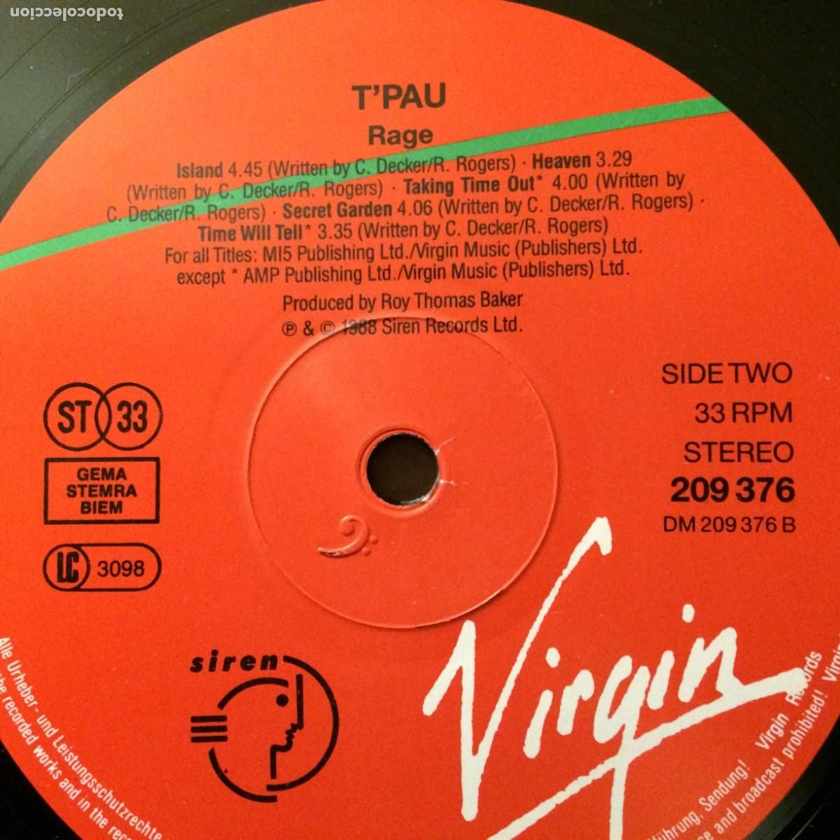 Discos de vinilo: TPau &ndash; Rage , Germany 1988 Virgin - Foto 6