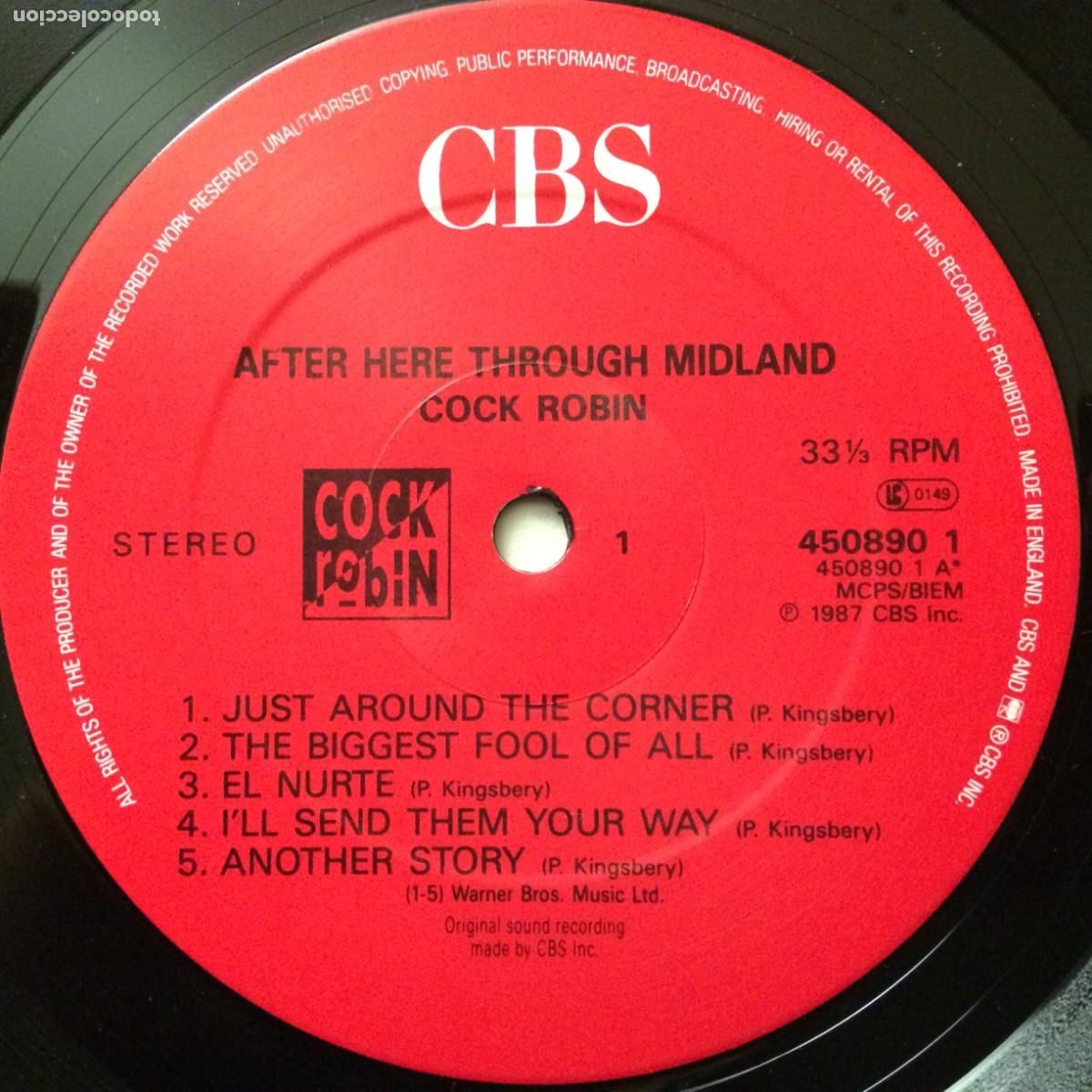 Discos de vinilo: Cock Robin &lrm;&ndash; After Here Through Midland , UK 1987 CBS - Foto 5