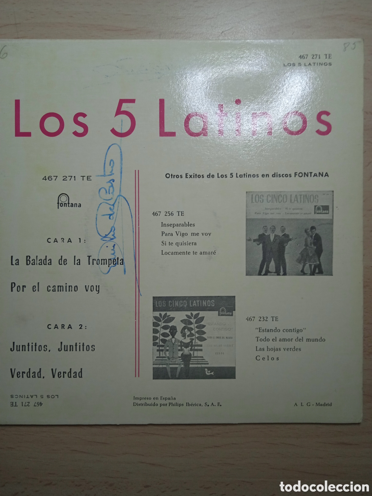 Discos de vinilo: EP 7&rdquo; Los cinco latinos 1962 La balada de la trompeta+3 - Foto 2