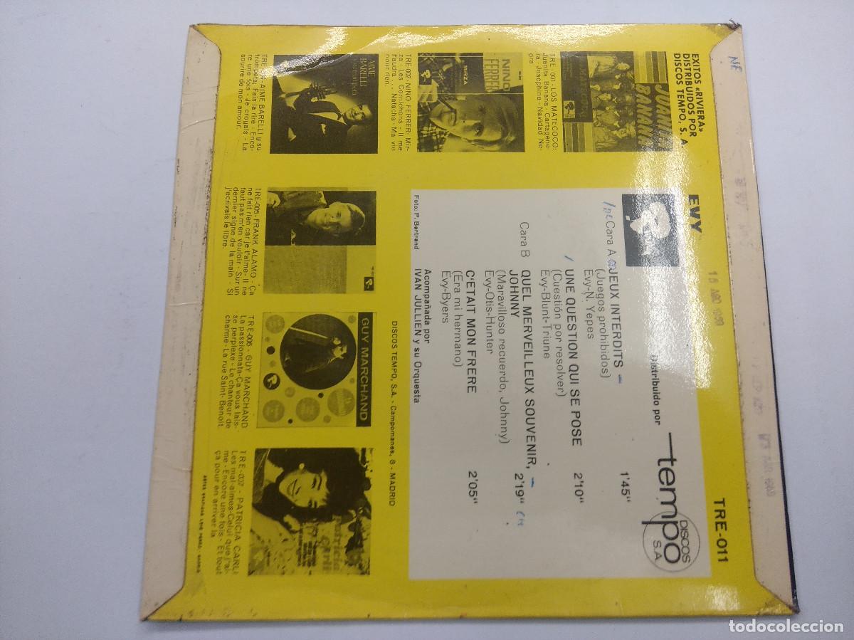 Discos de vinilo: EVY/JEUX INTERDITS/SINGLE. - Foto 3