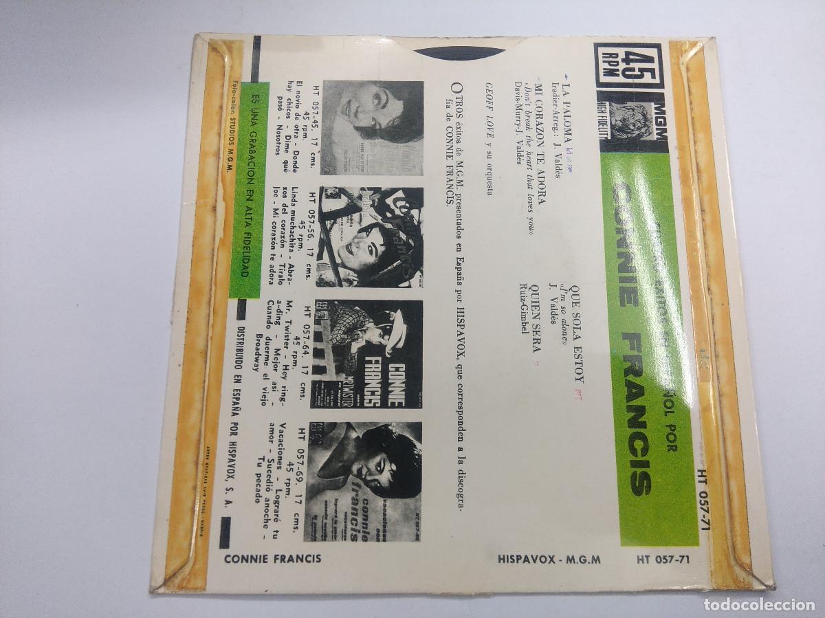 Discos de vinilo: CONNIE FRANCIS/LA PALOMA/SINGLE. - Foto 3