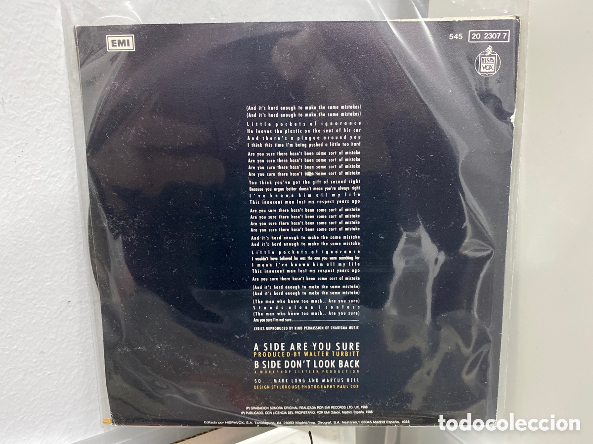 Discos de vinilo: So - Are You Sure (7&rdquo;, Single) - Foto 2