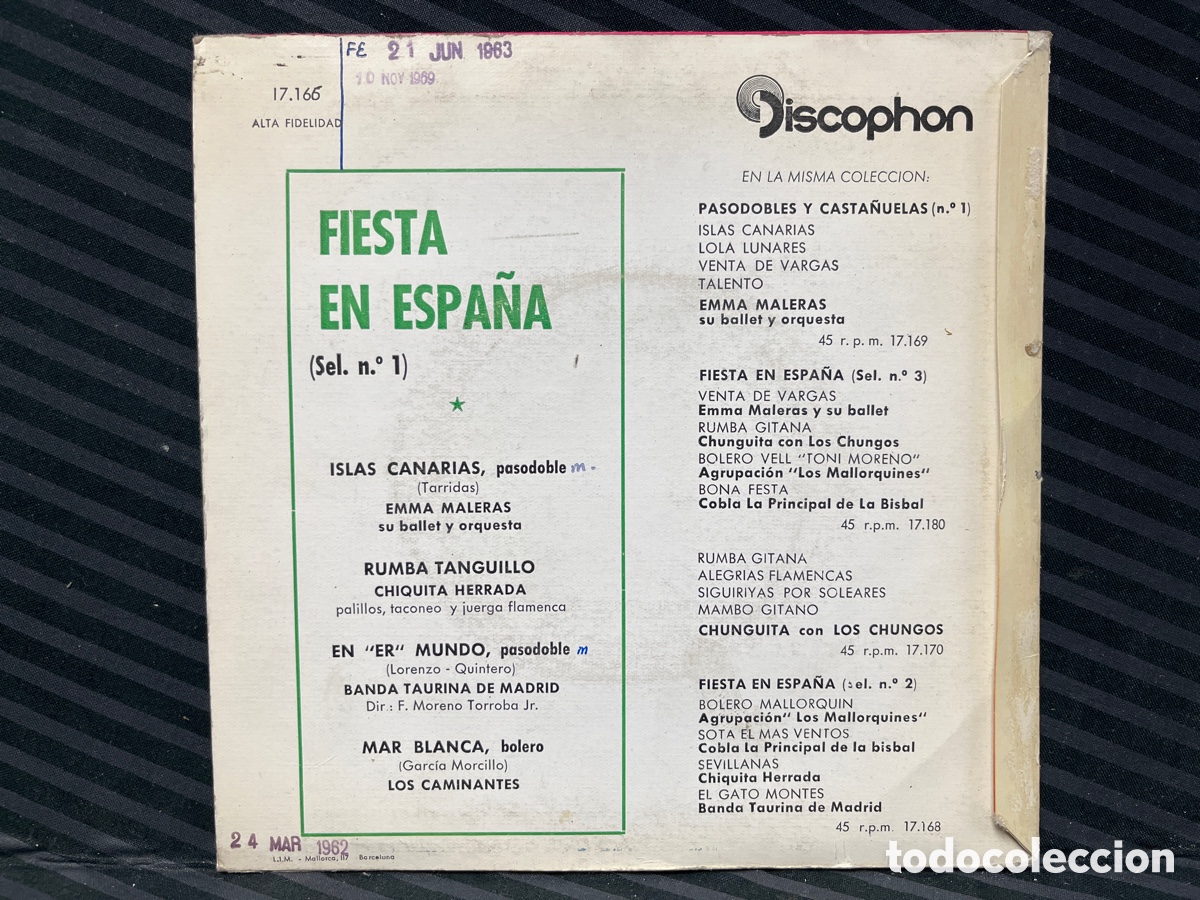 Discos de vinilo: Fiestas En Espa&ntilde;a (Sel. N.&deg; 1) (7&rdquo;) - Foto 2