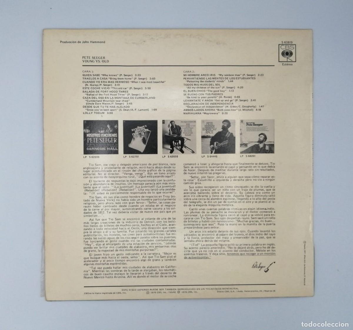 Discos de vinilo: PETE SEEGER (LP) YOUNG VS. OLD A&Ntilde;O 1976 - Foto 2