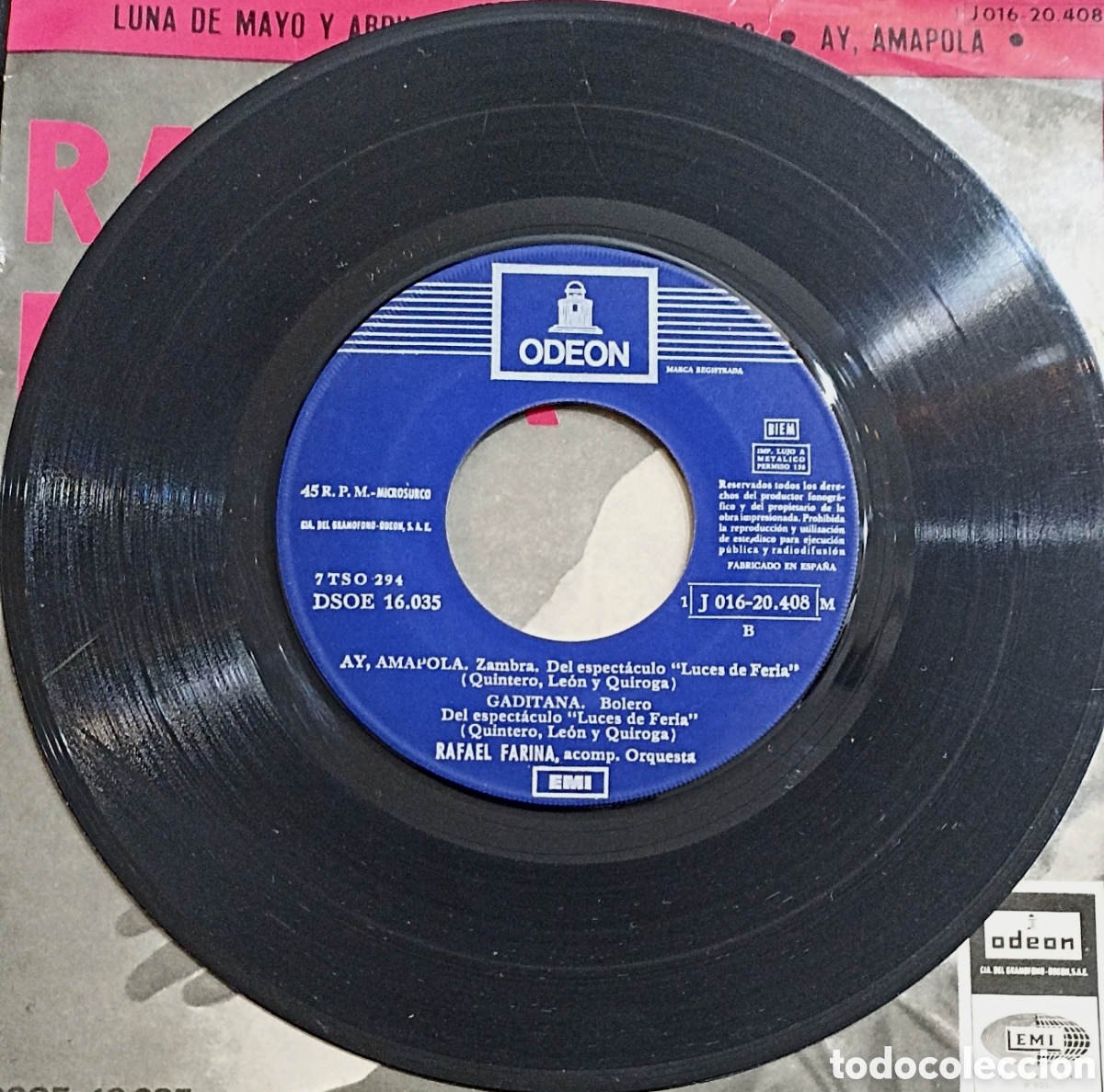 Discos de vinilo: EP RAFAEL FARINA - LUNA DE MAYO Y ABRIL...- ODEON - Foto 4