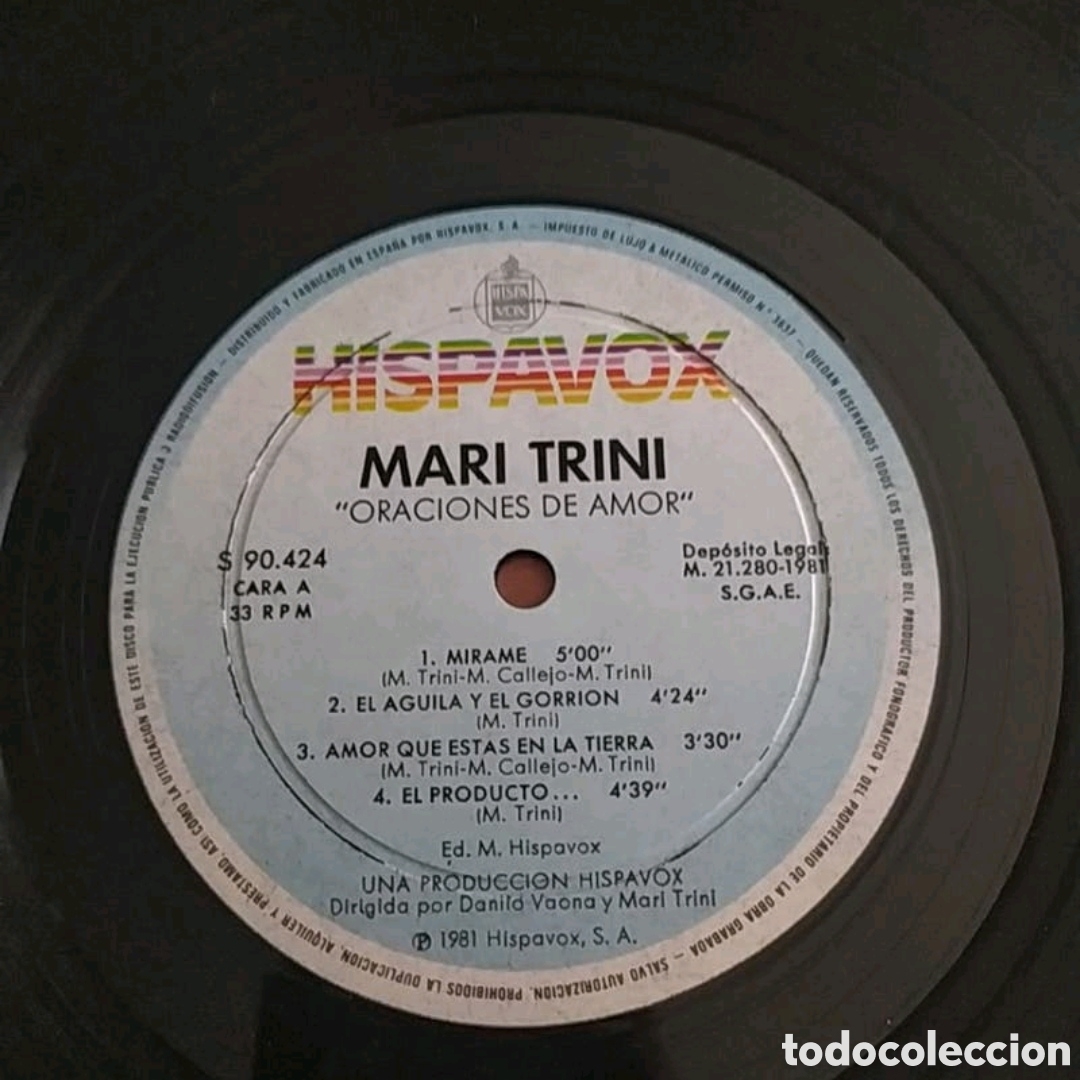 Discos de vinilo: Lp Mari Trini. Oraciones de amor - Foto 3