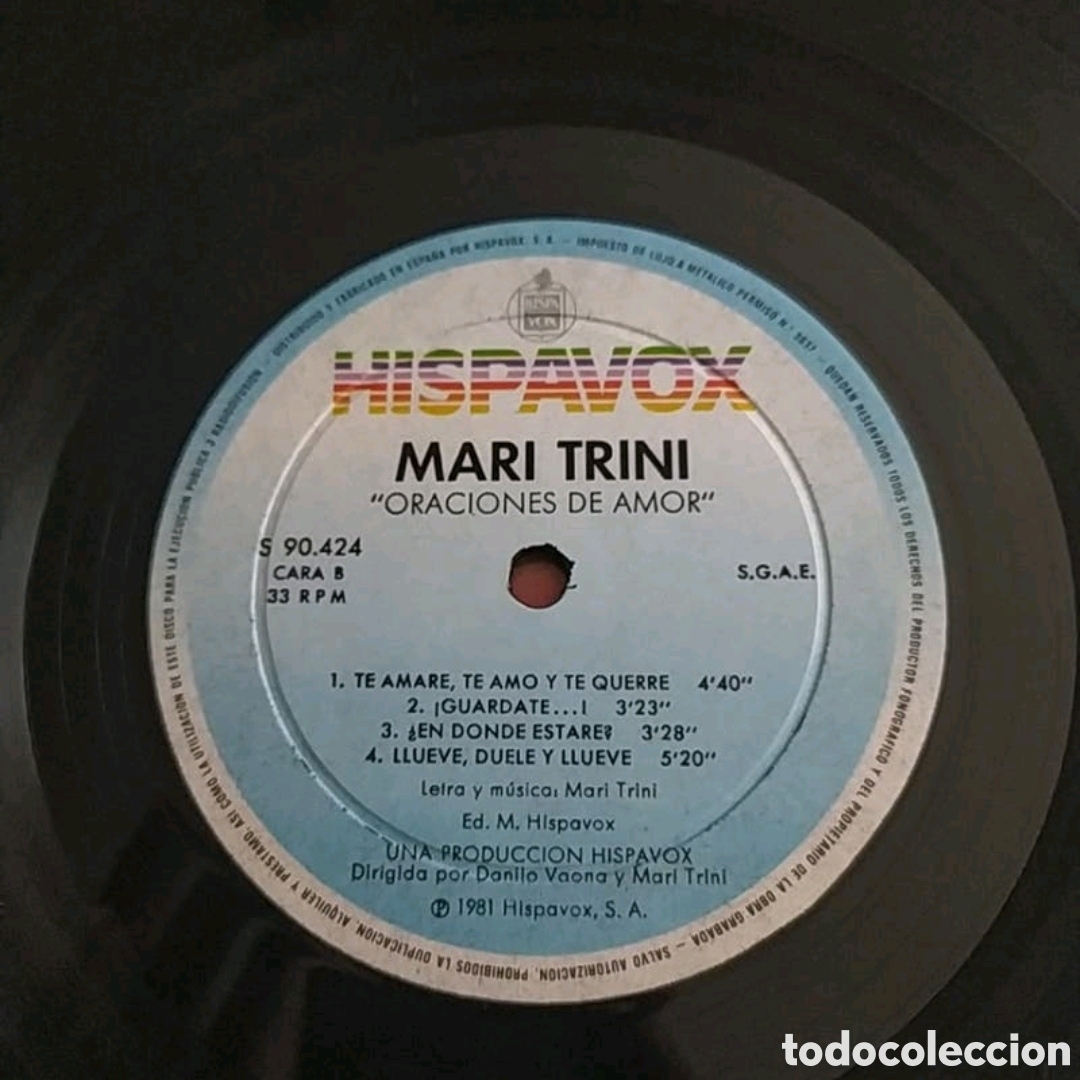 Discos de vinilo: Lp Mari Trini. Oraciones de amor - Foto 4
