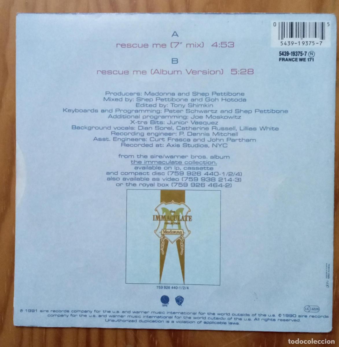 Discos de vinilo: MADONNA - Rescue me - Foto 2