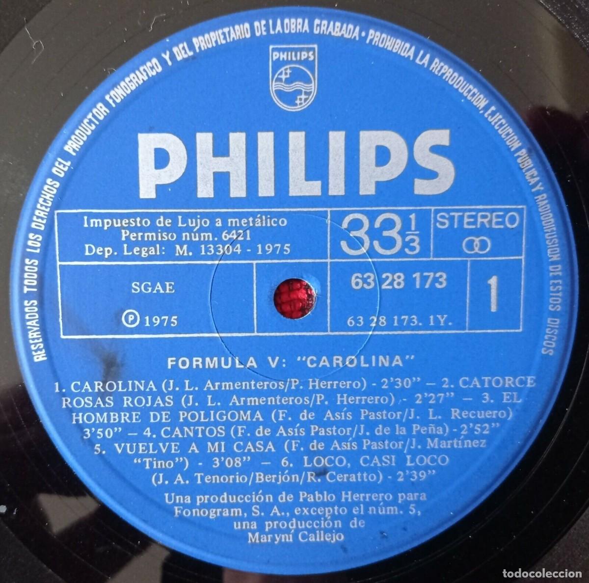 Discos de vinilo: FORMULA V ** Carolina ** VINILO ORIGINAL 1975 LP - Foto 3