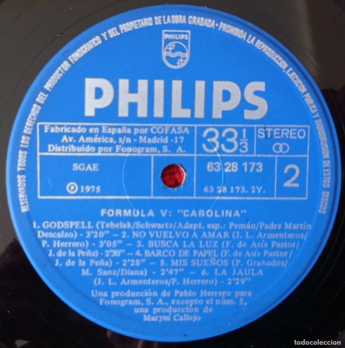 Discos de vinilo: FORMULA V ** Carolina ** VINILO ORIGINAL 1975 LP - Foto 4