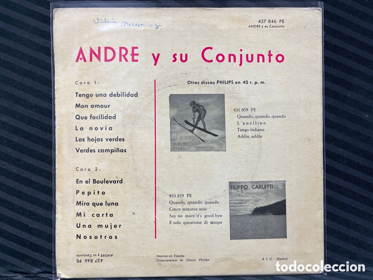 Discos de vinilo: Andre Y Su Conjunto - Andre Y Su Conjunto (7&rdquo;, EP) - Foto 2