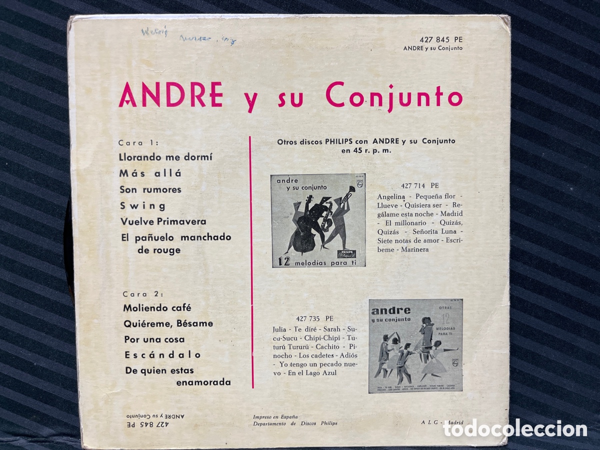 Discos de vinilo: Andre Y Su Conjunto - Andre Y Su Conjunto (7&rdquo;, EP) - Foto 2