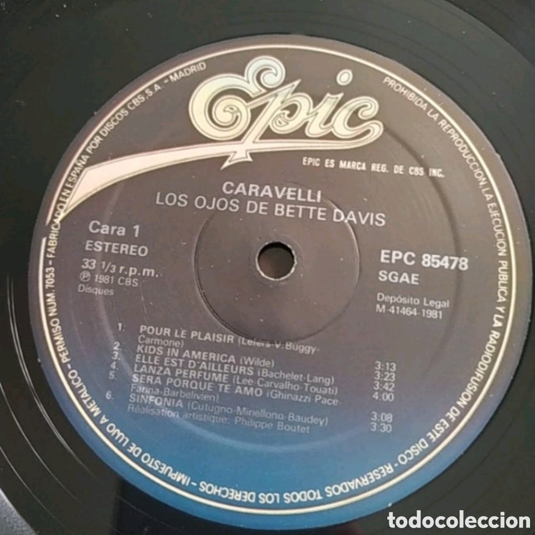 Discos de vinilo: Lp Caravelli.&nbsp;Los Ojos De Bette Davis - Foto 3