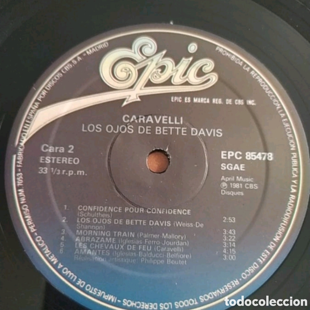Discos de vinilo: Lp Caravelli.&nbsp;Los Ojos De Bette Davis - Foto 4