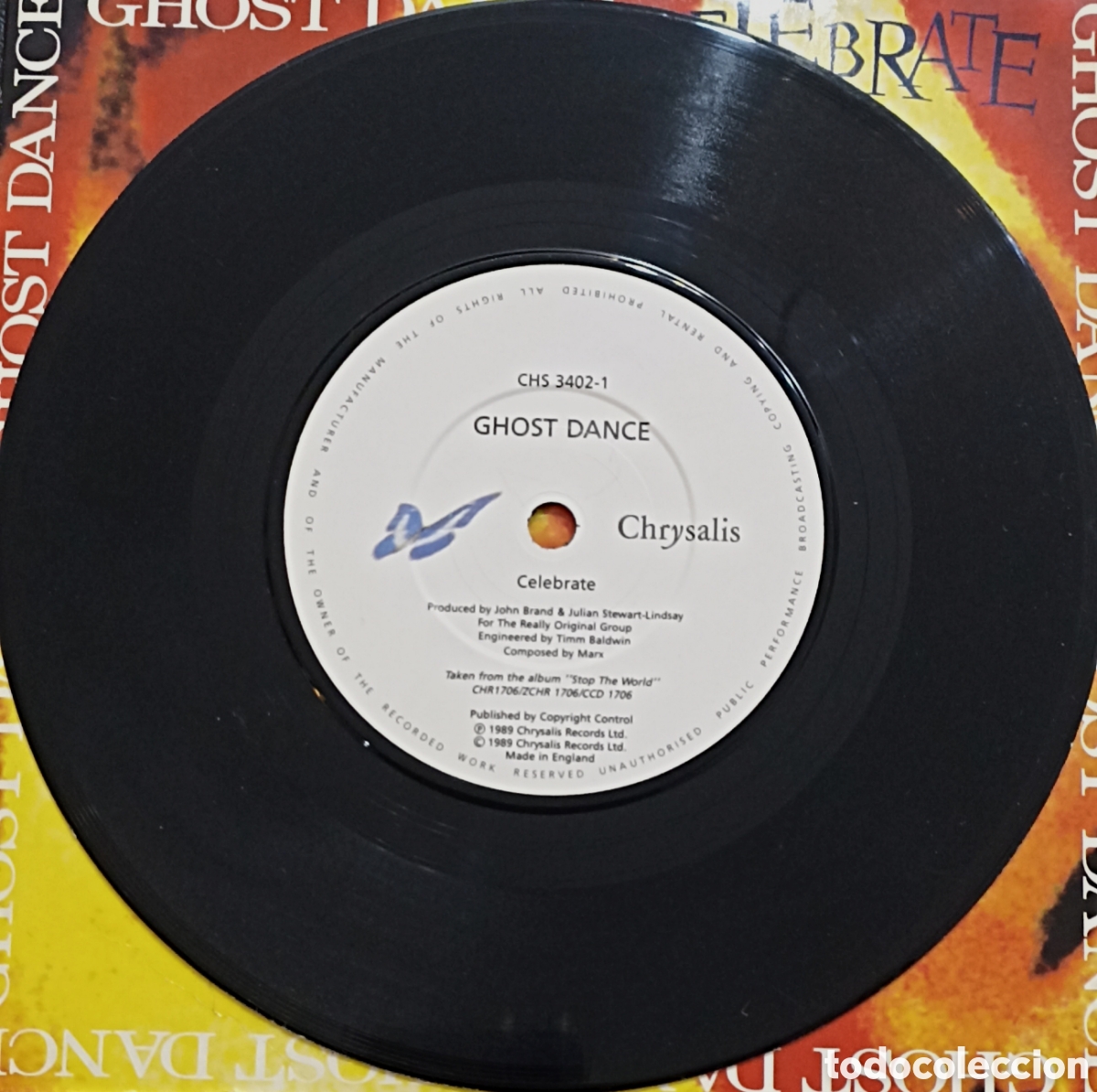 Discos de vinilo: SINGLE GHOST DANCE - CELEBRATE - CHRYSALIA 1989 - Foto 3