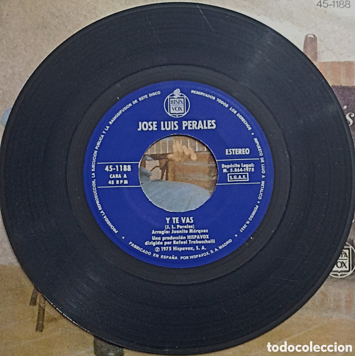 Discos de vinilo: SINGLE JOSE LUIS PERALES - Y TE VAS - HISPAVOX 1975 - Foto 3