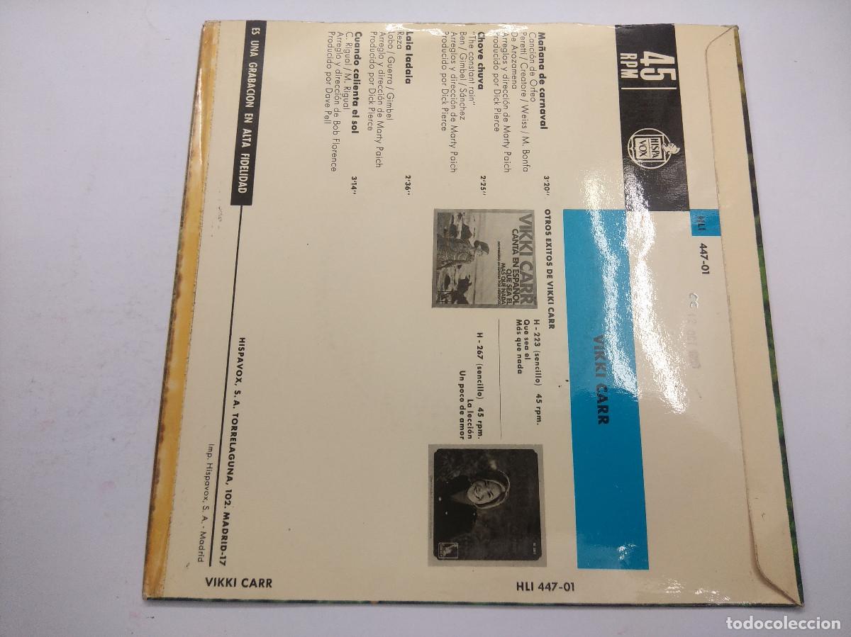 Discos de vinilo: VIKKI CARR/MA&Ntilde;ANA DE CARNAVAL/SINGLE. - Foto 3
