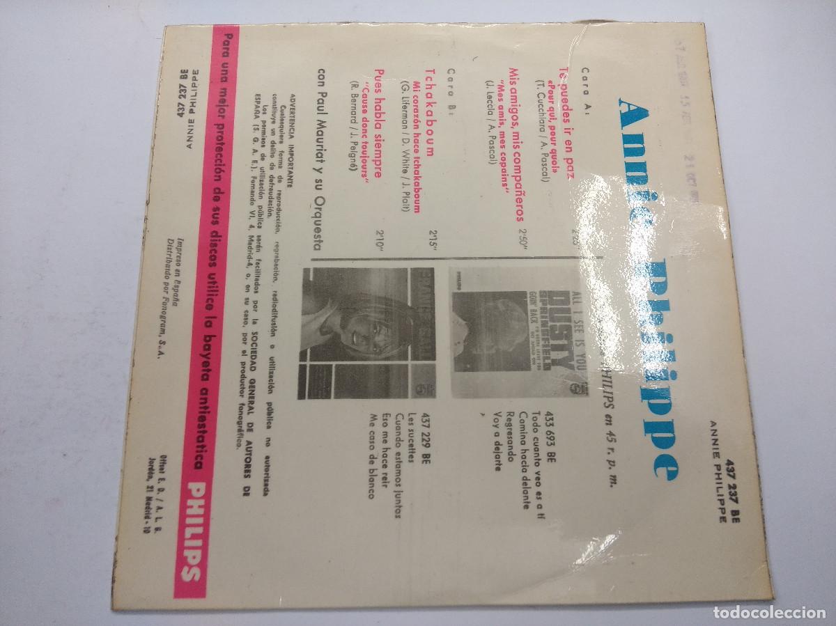Discos de vinilo: ANNIE PHILIPPE/TE PUEDES IR EN PAZ/SINGLE. - Foto 3