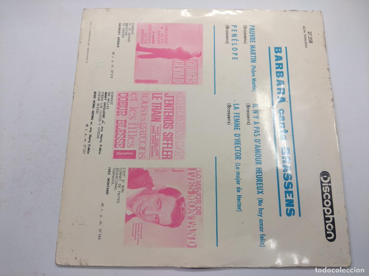 Discos de vinilo: BARBARA/PAUVRE MARTIN/SINGLE. - Foto 3