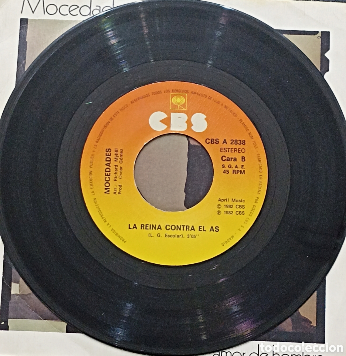 Discos de vinilo: SINGLE MOCEDADES - AMOR DE HOMBRE - CBS 1982 - Foto 4