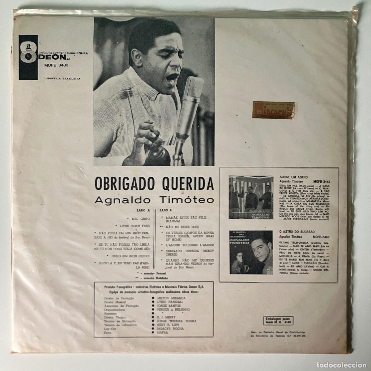 Discos de vinilo: Agnaldo Tim&oacute;teo &lrm;&ndash; Obrigado Querida, Brazil 1967 Odeon - Foto 2