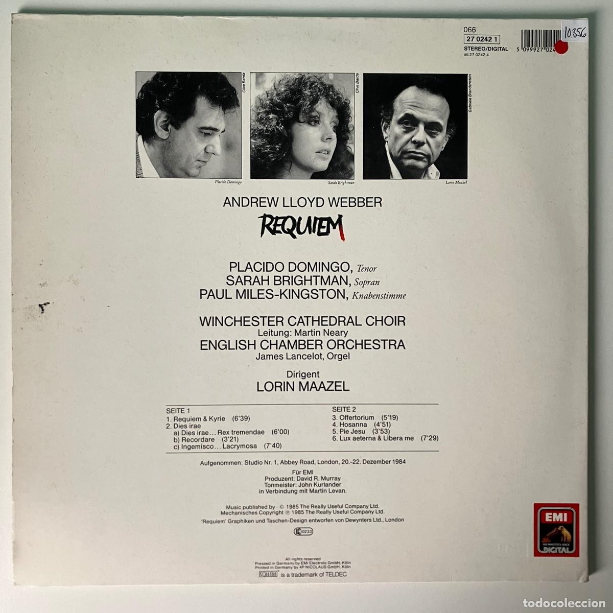 Discos de vinilo: Andrew Lloyd Webber &lrm;&ndash; Requiem, Germany 1985 HMV - Foto 2