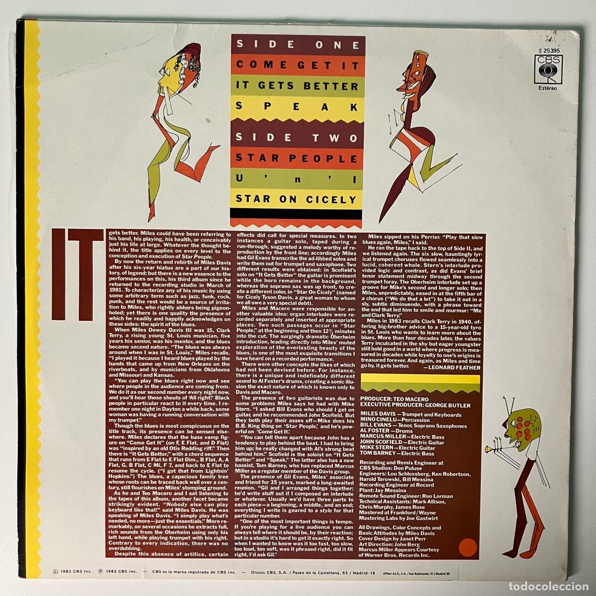 Discos de vinilo: Miles Davis &lrm;&ndash; Star People, Spain 1983 CBS* - Foto 2