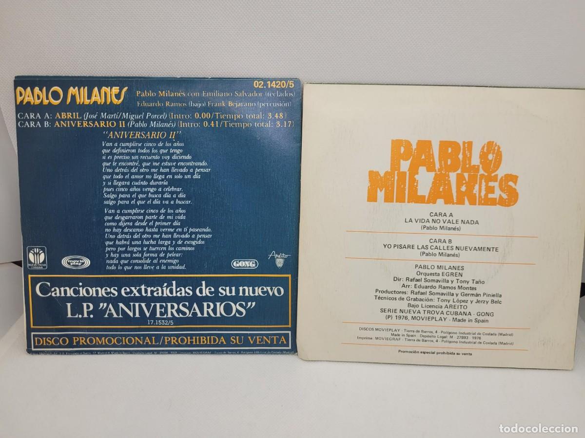 Discos de vinilo: SELECCION DE DOS VINILO SINGLES DE PABLO MILANES - Foto 2