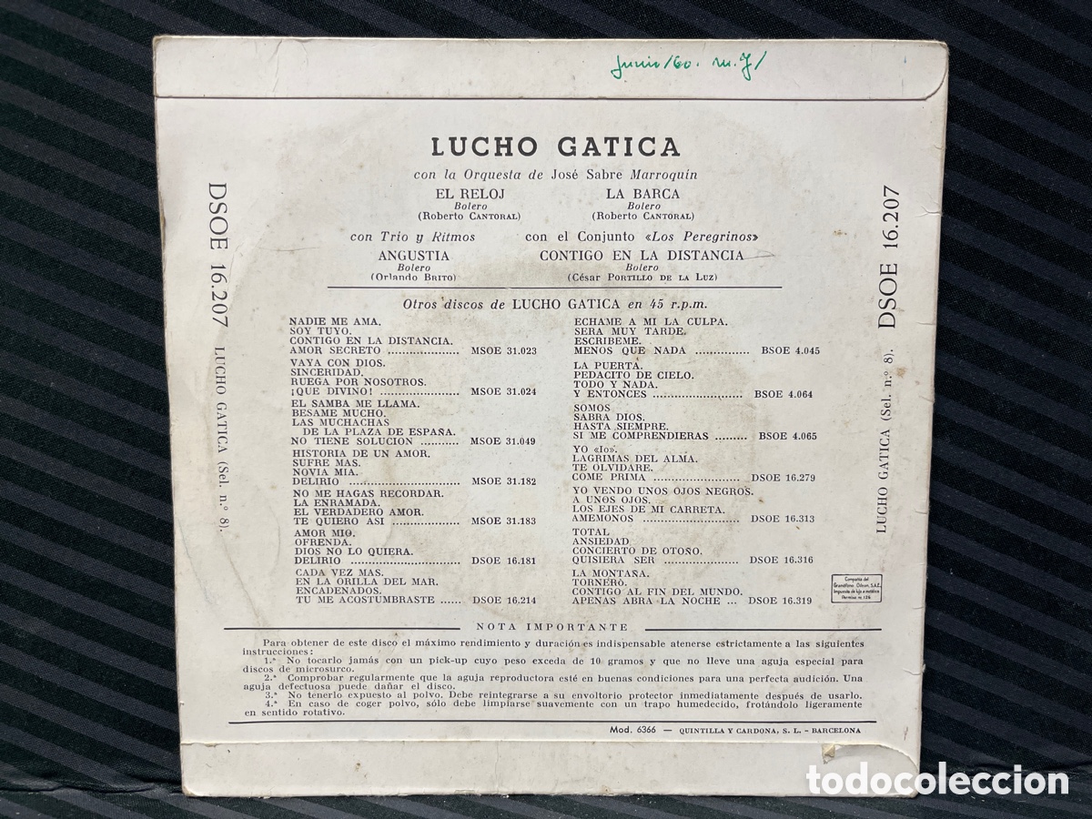 Discos de vinilo: Lucho Gatica - Lucho Gatica (7&rdquo;, EP) - Foto 2