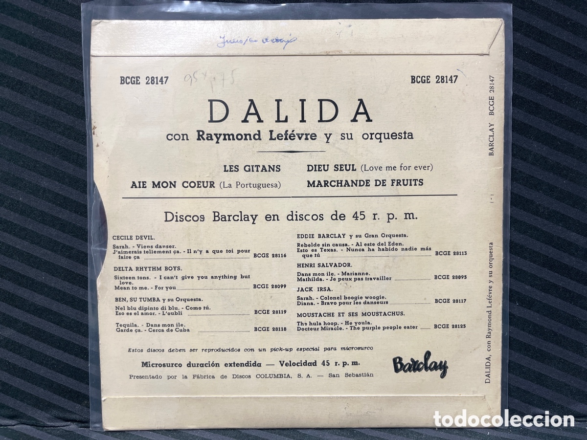 Discos de vinilo: Dalida - Les Gitans (7&rdquo;, EP) 1959/ES - Foto 2
