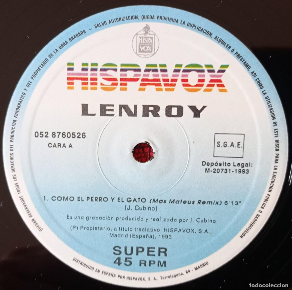 Discos de vinilo: LENROY ** Como El Perro y El Gato ** MAXI SINGLE VINILO ORIGINAL 1993 - Foto 3