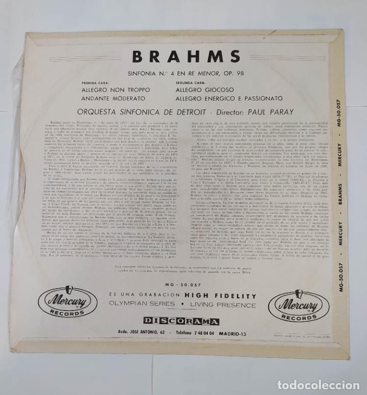 Discos de vinilo: BRAHMS. SYMPHONY NO. 4 IN E MINOR. LP. TDKLP3 - Foto 2