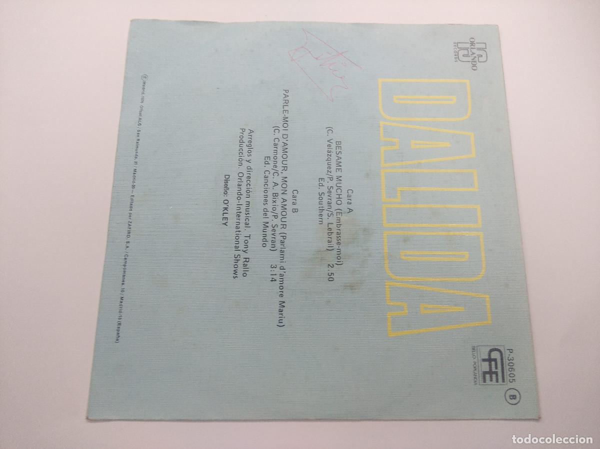 Discos de vinilo: DALILA/BESAME MUCHO/SINGLE. - Foto 3