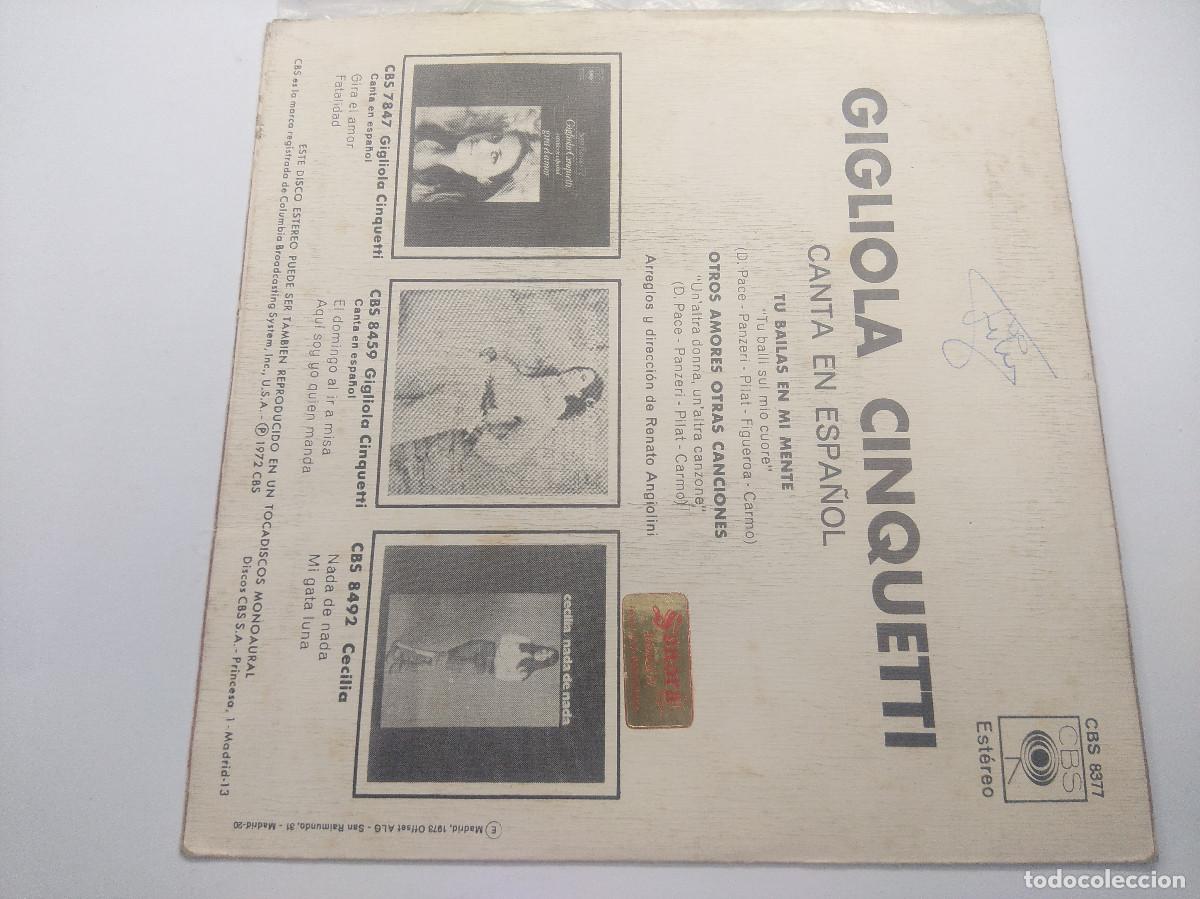 Discos de vinilo: GIGLIOLA CINQUETTI/TU BAILAS EN MI MENTE/SINGLE. - Foto 3