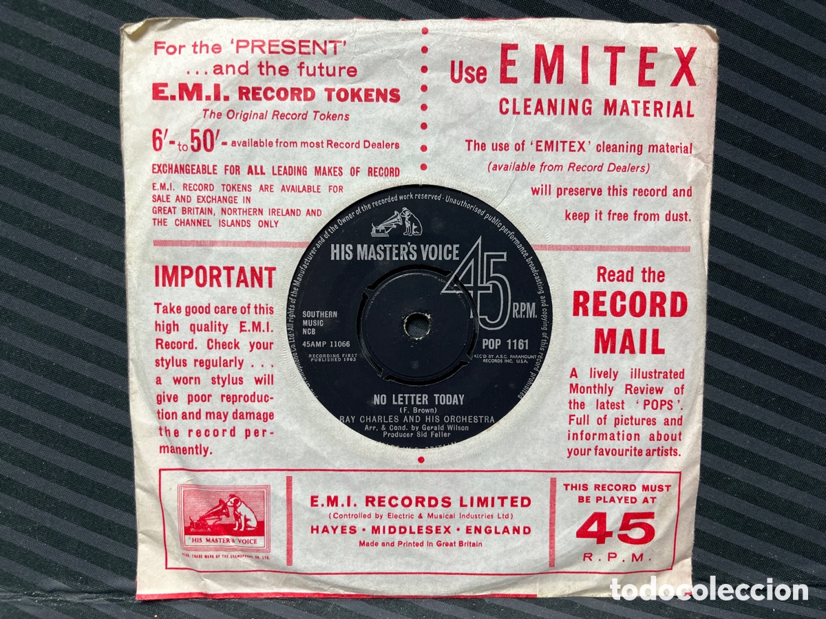 Discos de vinilo: Ray Charles - Take These Chains From My Heart (7&rdquo;, Single) UK - Foto 2