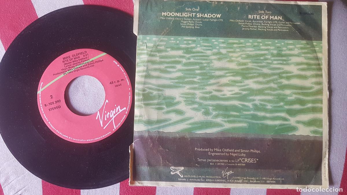 Discos de vinilo: SINGLE MIKE OLDFIELD - MOONLIGHT / SHADOW - ESPA&Ntilde;A - A&Ntilde;O 1983 - Foto 2