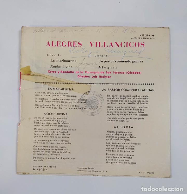 Discos de vinilo: ALEGRES VILLANCICOS. LA MARIMORENA. SINGLE. TDKDS23A - Foto 2